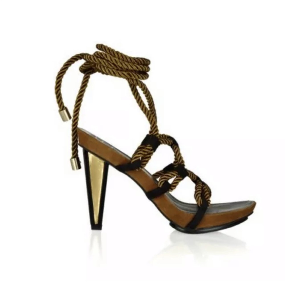 DVF Voleta Rope Tie Suede Sandals Heels Shoes